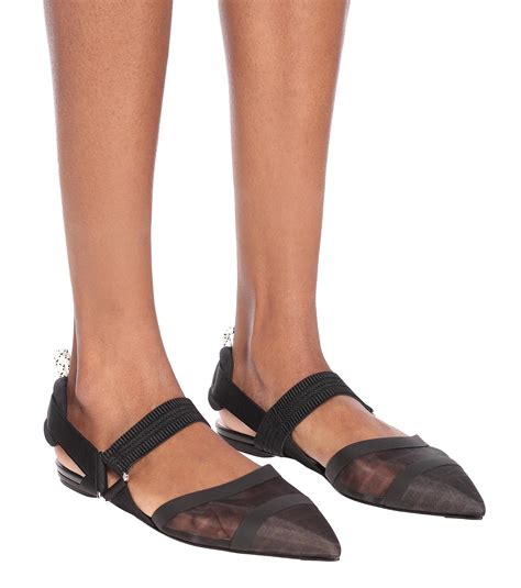 fendi colibrì mesh slingback black flats|Fendi colibri shoes.